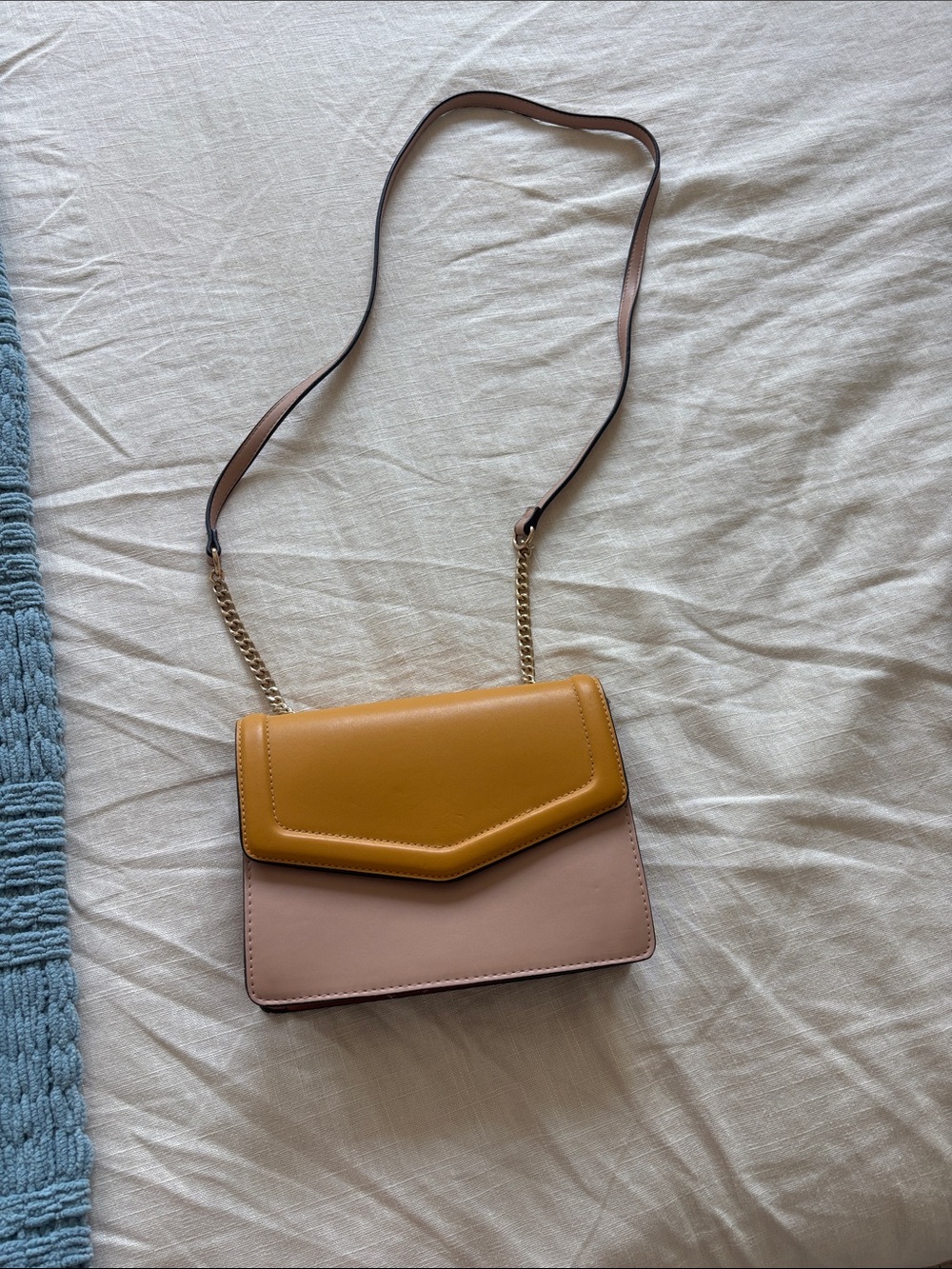 a new day Mustard and Blush Two-Tone Chain Strap Crossbody